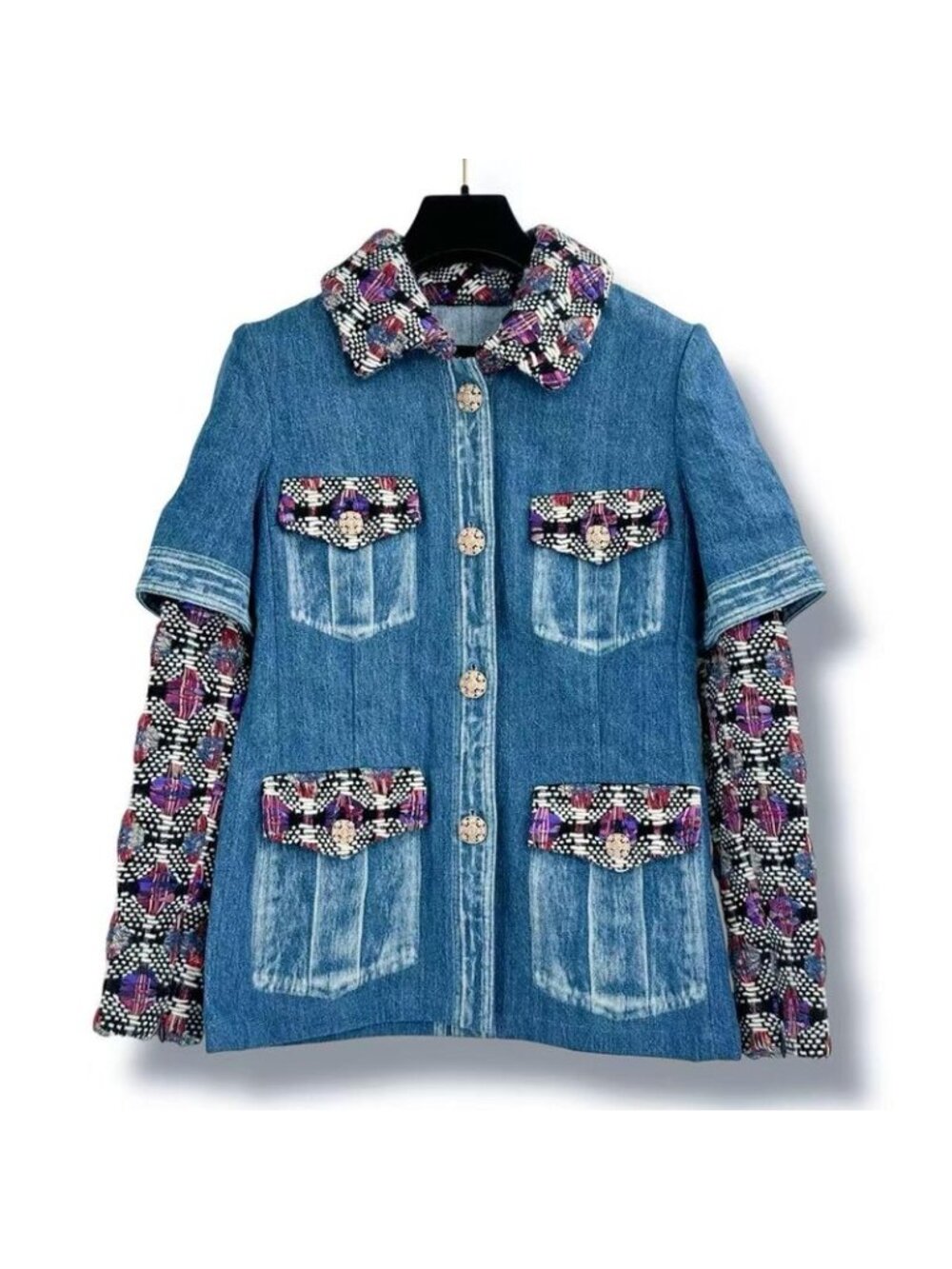 Chanel Jacket Denim Tweed Gripoix Blue - Picture 2 of 11